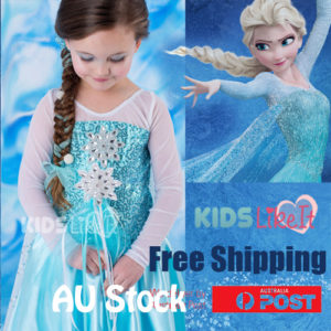 Girls FROZEN Princess ELSA Snowflake BLUE Costume DRESS